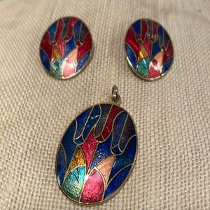 Vintage SITI pendant and earrings